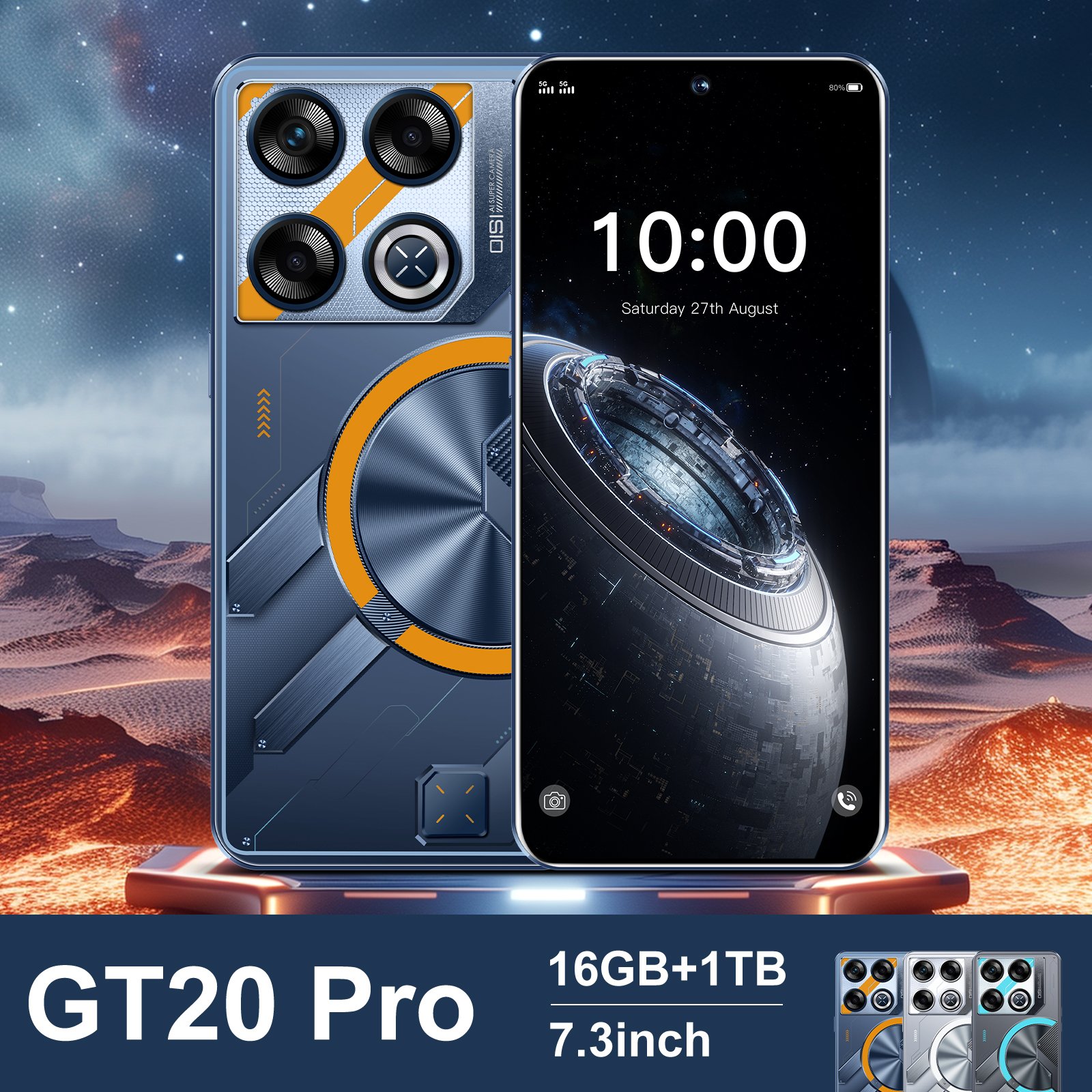 New Arrival Smartphone GT20 6.8 Inch Full Screen 16+1T Android Mobile Phones Face ID Unlocked Cell Phone